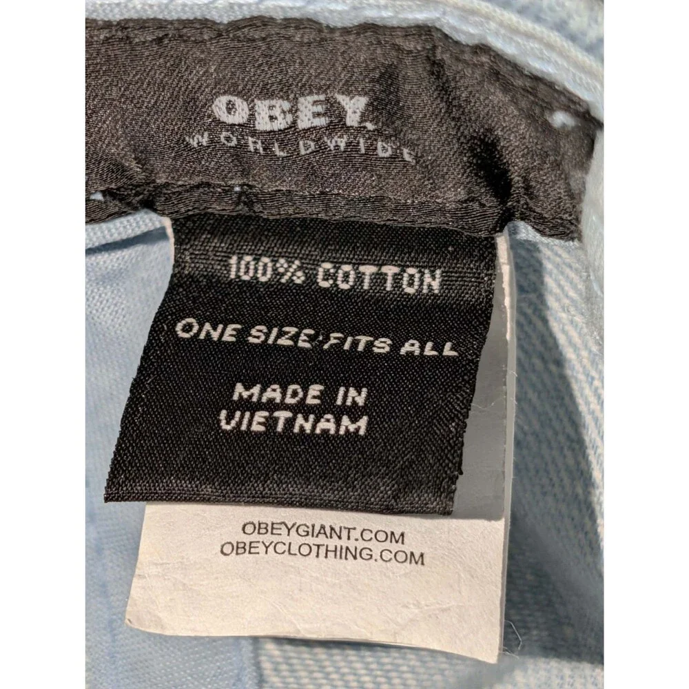 OBEY Hat Adjustable Light Blue Snap Back Baseball Cap